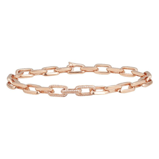 14k Rose Gold Diamond Link Bracelet
