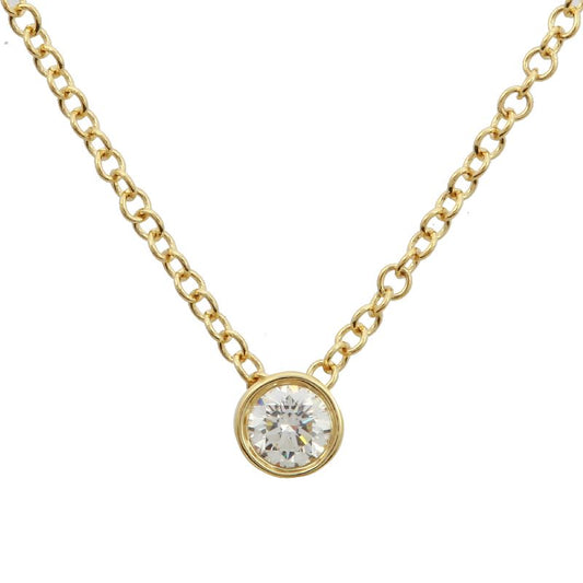 14k Yellow Gold Diamond Bezel Solitaire Necklace