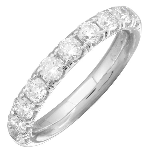 14k White Gold Round Diamond Band 1.10ctw