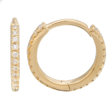 14k Yellow Gold Eternity Diamond Huggie Earrings 11mm
