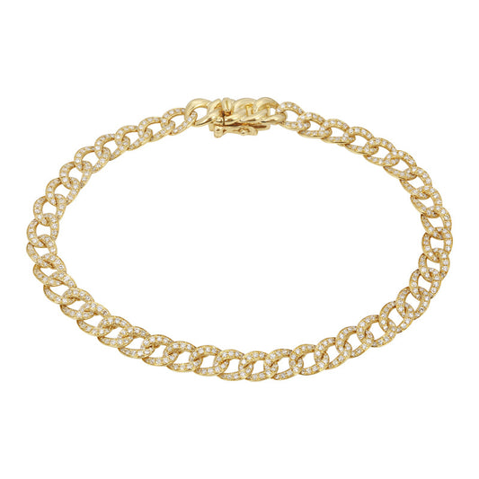 14k Yellow Gold Eternity Diamond Cuban Link Bracelet 1.10ctw