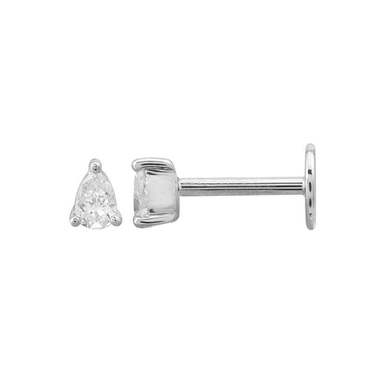 14k White Gold Pear Diamond Flat Back Earrings