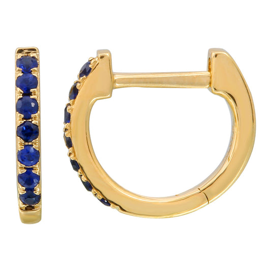 14k Yellow Gold Sapphire Huggie Earrings 9mm