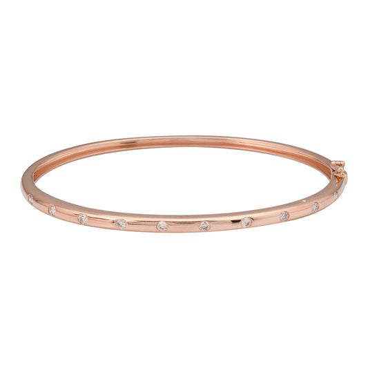 14k Rose Gold Diamond Inlay Bangle .30ctw