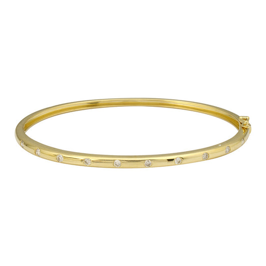 14k Yellow Gold Diamond Inlay Bangle .30ctw