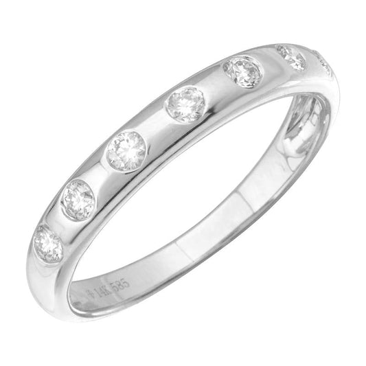 14k White Gold Diamond Inlay Band .20ctw
