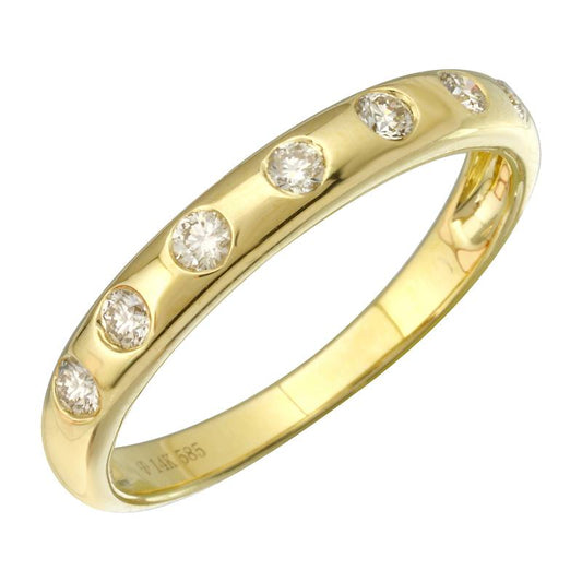 14k Yellow Gold Diamond Inlay Band .20ctw