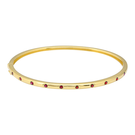 14k Yellow Gold Ruby Inlay Bangle .25ctw