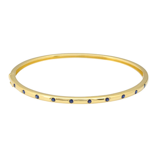 14k Yellow Gold Sapphire Inlay Bangle