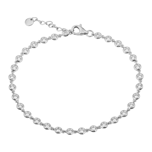 14k White Gold Diamond Bezel Tennis Bracelet .65ctw