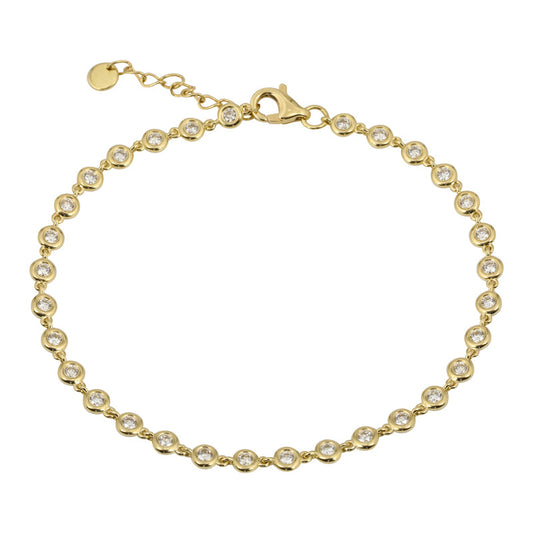14k Yellow Gold Diamond Bezel Tennis Bracelet .65ctw