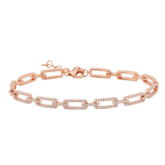 14k Rose Gold Diamond Eternity Link Bracelet 1.00ctw
