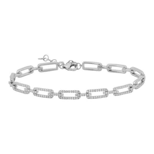 14k White Gold Diamond Eternity Link Bracelet 1.00ctw