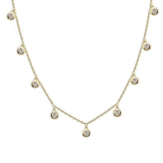 14k Yellow Gold Dangling Diamond Bezel Necklace 1.00ctw
