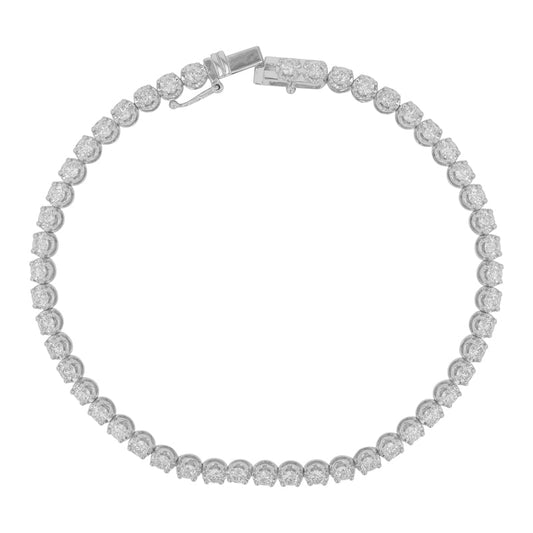 14k White Gold Crown Prong Diamond Tennis Bracelet 5.00ctw