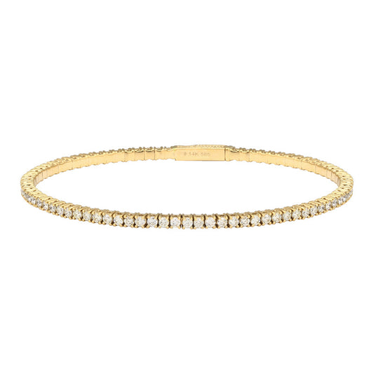 14k Yellow Gold Flexible Diamond Tennis Bangle 2.00ctw