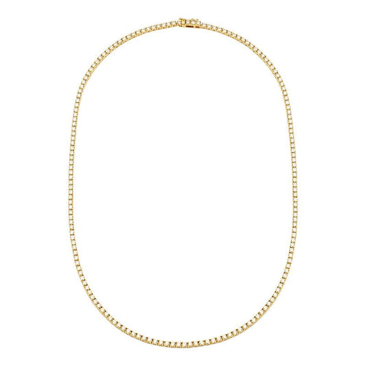 14k Yellow Gold Classic Diamond Tennis Necklace 3.80ctw