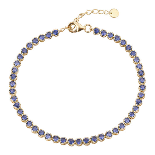 14k Yellow Gold Sapphire Crown Prong Tennis Bracelet 1.80ctw