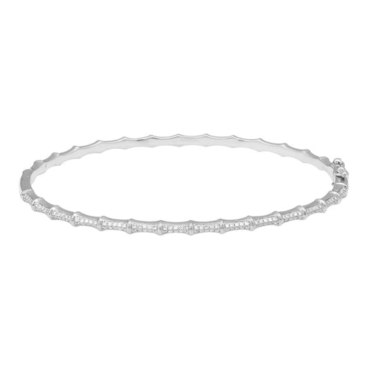 14k White Gold Diamond Bamboo Bangle .30ctw