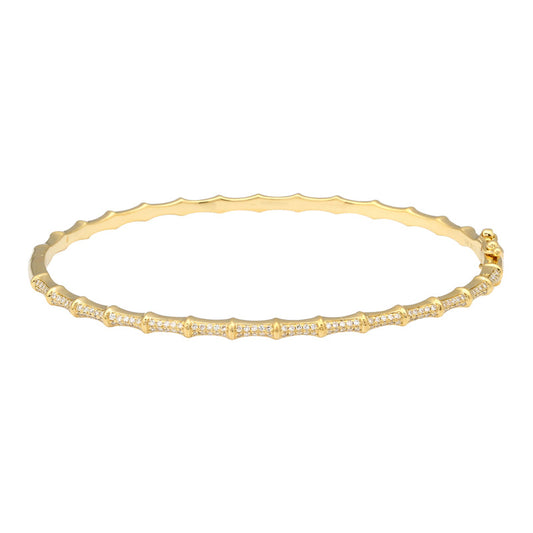 14k Yellow Gold Diamond Bamboo Bangle .30ctw