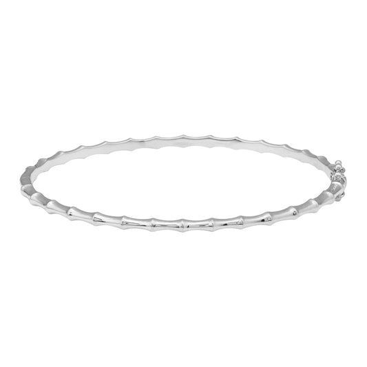 14k White Solid Gold Bamboo Bangle