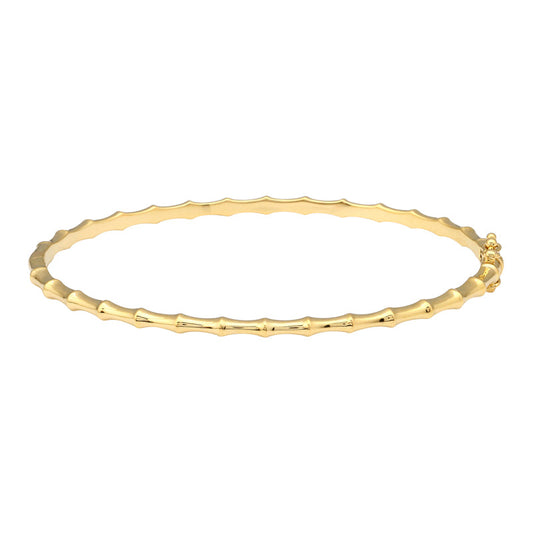 14k Yellow Solid Gold Bamboo Bangle