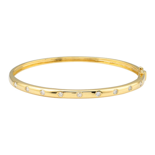 14k Yellow Gold Diamond Inlay Bangle .45ctw