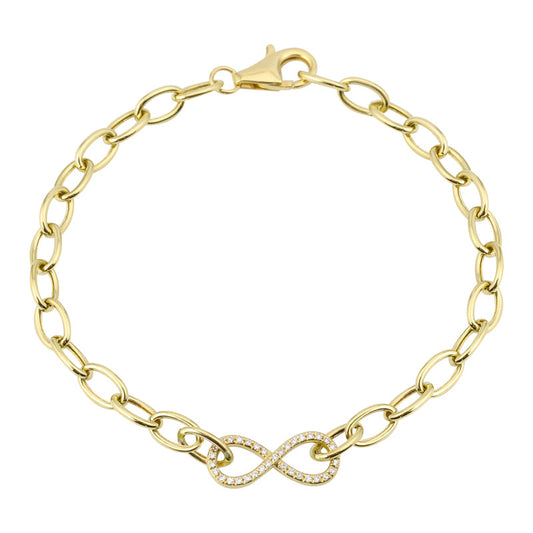 14k Yellow Gold Infinity Diamond Link Bracelet