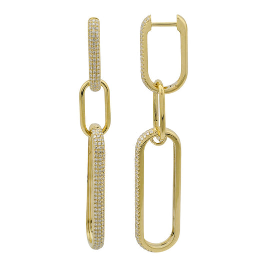 14k Yellow Gold Link Diamond Earrings .75ctw