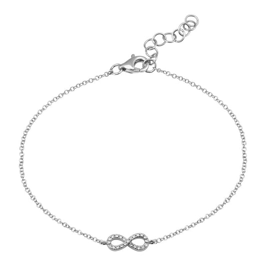 14k White Gold Infinity Diamond Chain Bracelet