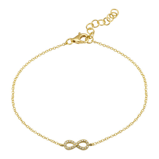 14k Yellow Gold Infinity Diamond Chain Bracelet