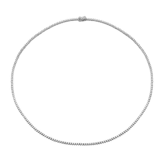 14k White Gold 3-Prong Diamond Tennis Necklace 3.60ctw