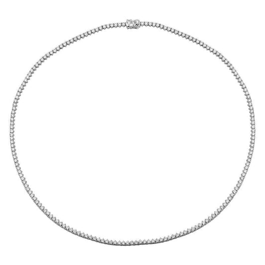 14k White Gold 3-Prong Diamond Tennis Necklace 4.20ctw