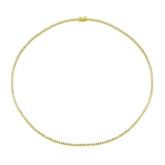 14k Yellow Gold 3-Prong Diamond Tennis Necklace 3.60ctw