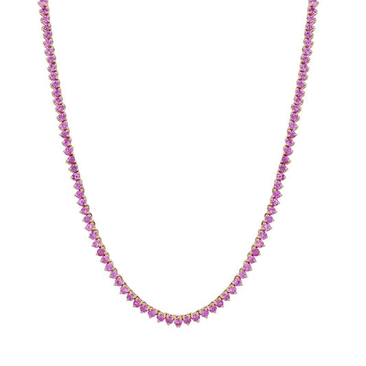14k Yellow Gold Pink Sapphire Tennis Necklace 4.85ctw