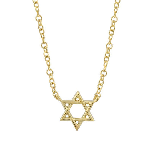 14k Yellow Solid Gold Mini Star of David Necklace