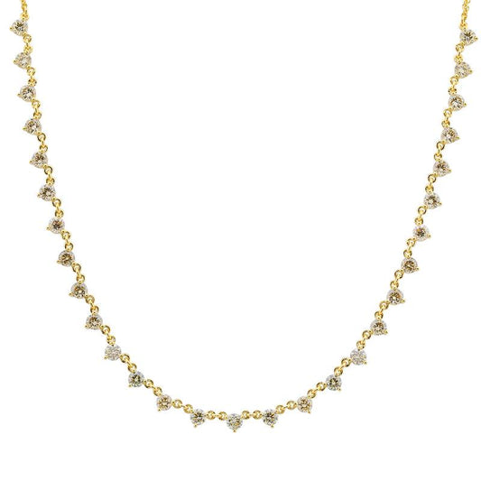 14k Yellow Gold Floating Diamonds Tennis Chain Necklace 2.15ctw