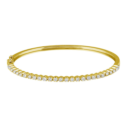 14k Yellow Gold Shared Prong Diamond Bangle 1.00ctw