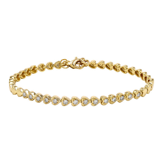 14k Yellow Gold Heart Shape Diamond Bracelet .40ctw