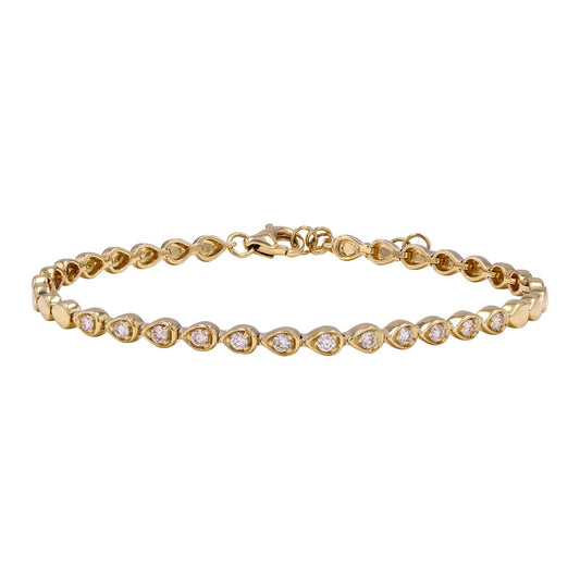 14k Yellow Gold Pear Shape Diamond Bracelet