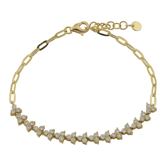 14k Yellow Gold Trio Diamond Link Bracelet 1.00ctw