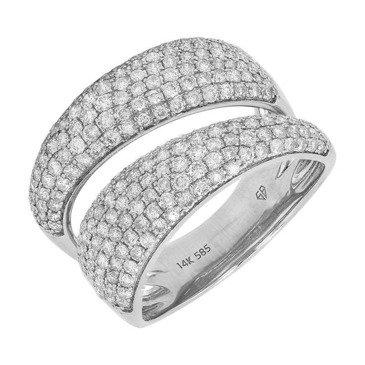 14k White Gold Asymmetrical Pave Diamond Ring 1.35ctw