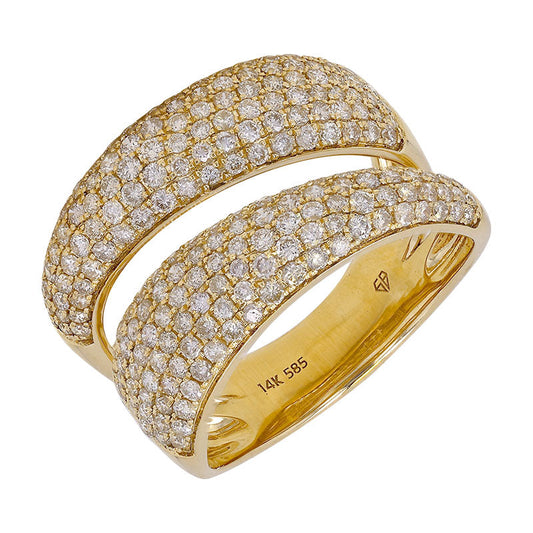 14k Yellow Gold Asymmetrical Pave Diamond Ring 1.35ctw
