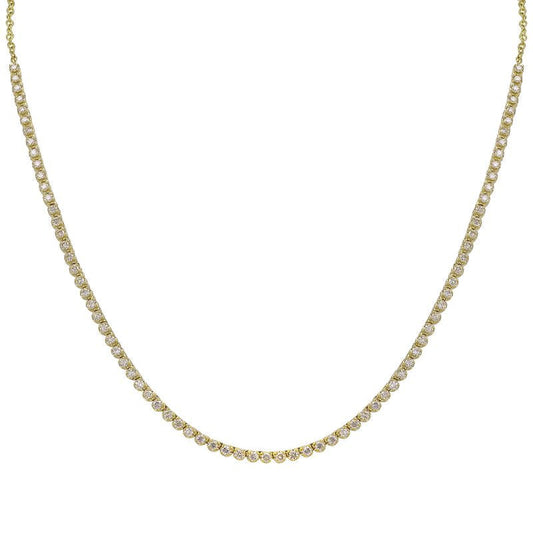 14k Yellow Gold 3/4 Way Diamond Tennis Chain Necklace 1.25ctw