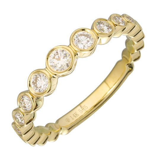 14k Yellow Gold Graduated Round Diamond Bezel Ring
