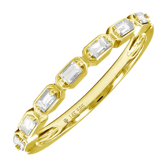 14k Yellow Gold Horizontal Baguette Bezel Diamond Band .20ctw