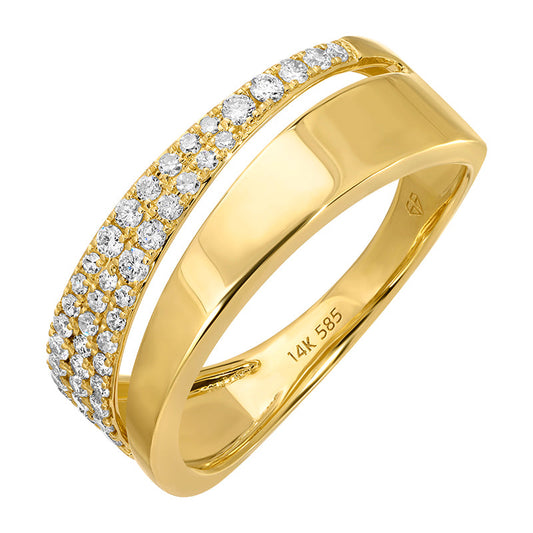 14k Yellow Gold Triangle Wrap Diamond Ring