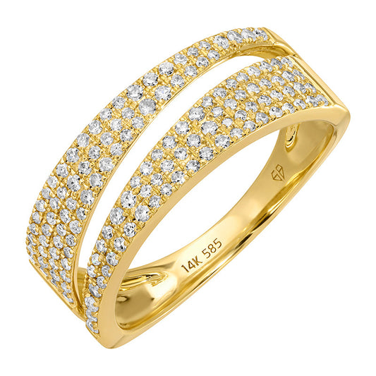 14k Yellow Gold Pave Diamond Triangle Wrap Ring