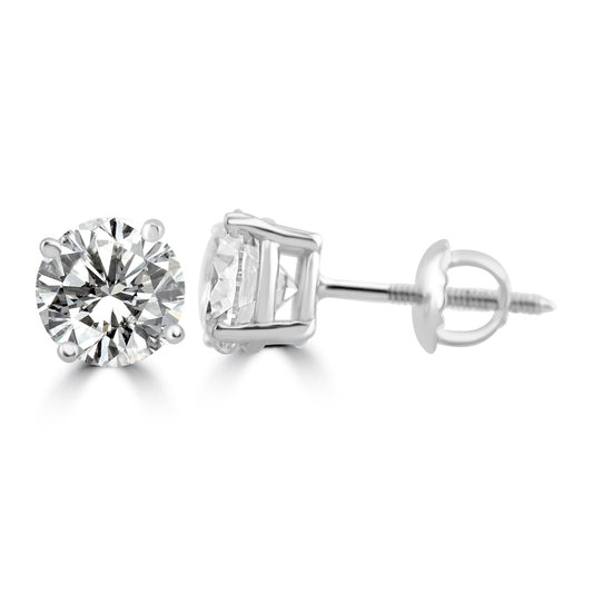14k White Gold 2.40ctw Lab Grown Round Diamond Stud Earrings