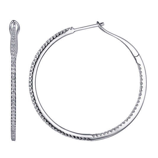 14k White Gold Inside Out Diamond Hoop Earrings 34mm